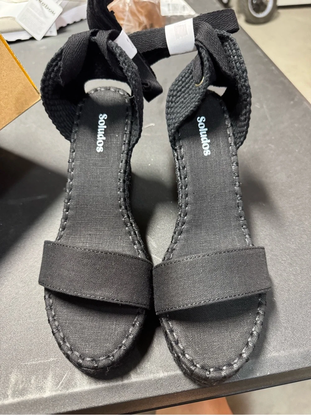 Soludos The Capri Wedge Espadrille Noche Black Size 6 New